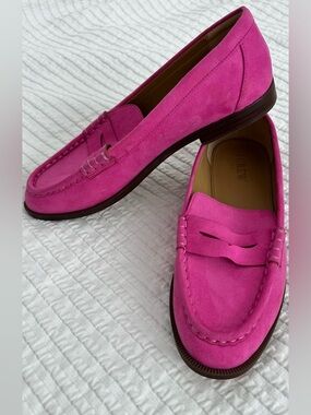 J. Crew Fuchsia Suede Penny Loafers